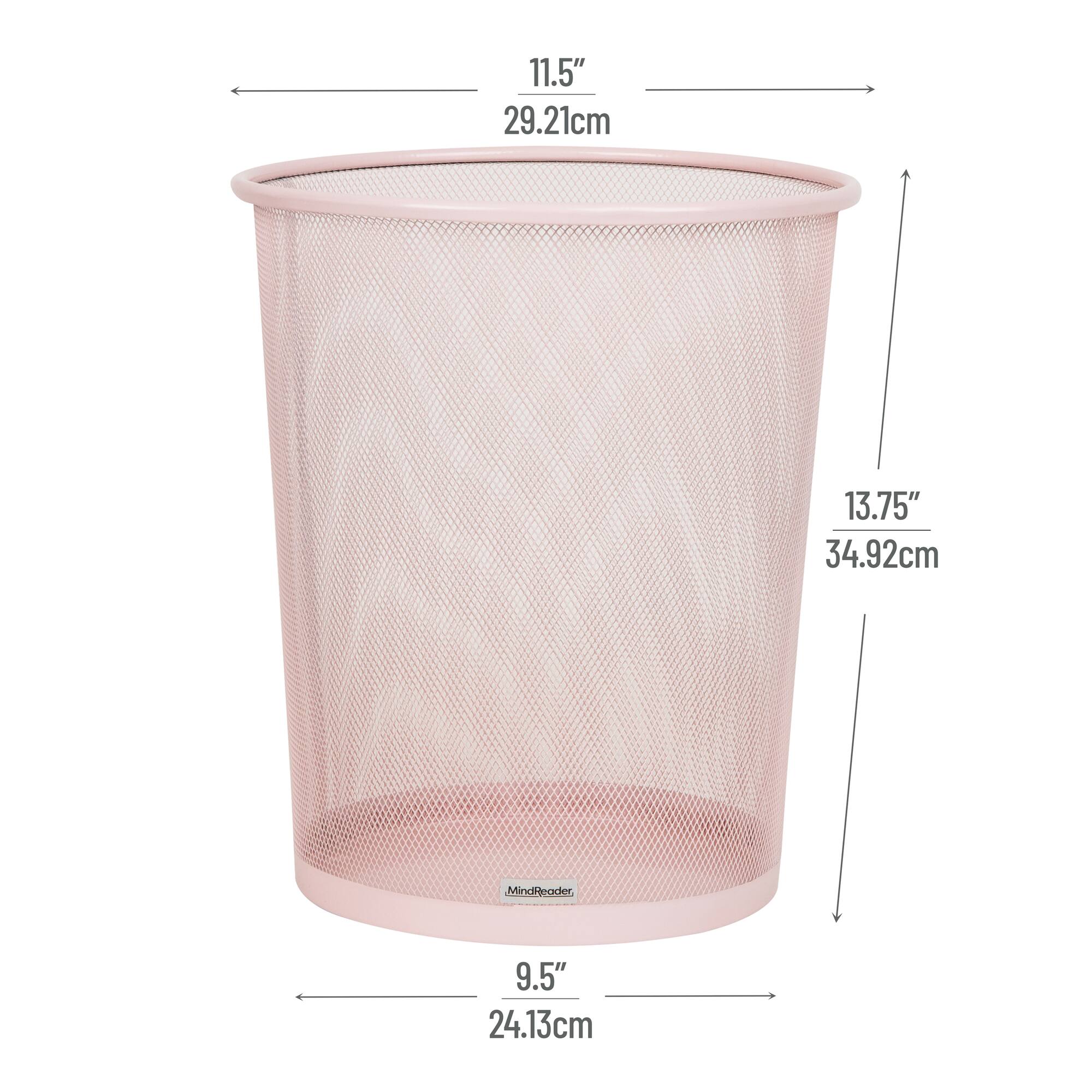 Mind Reader Garbage Round Metal Mesh Waste Basket Recycling Bin